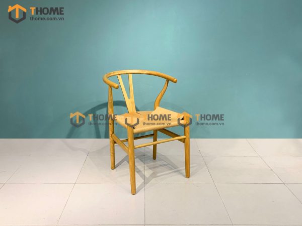 Ghế ăn gỗ sồi tự nhiên đan cói Wishbone màu tự nhiên GHEMC-01SN