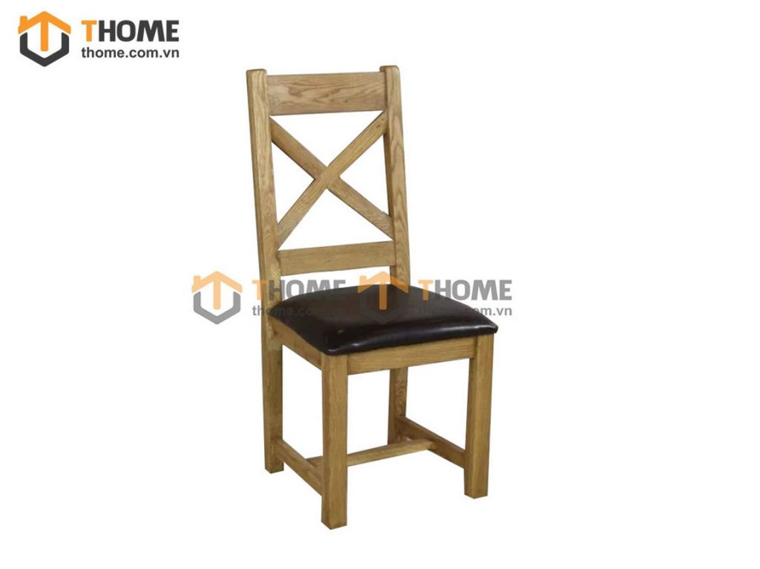 Ghế ăn gỗ sồi tự nhiên mặt nệm chữ X GHE-09SM