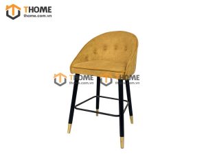 Ghế bar gỗ sồi tự nhiên mặt nệm chân tiện có vòng sắt GHEBARMN-07SN