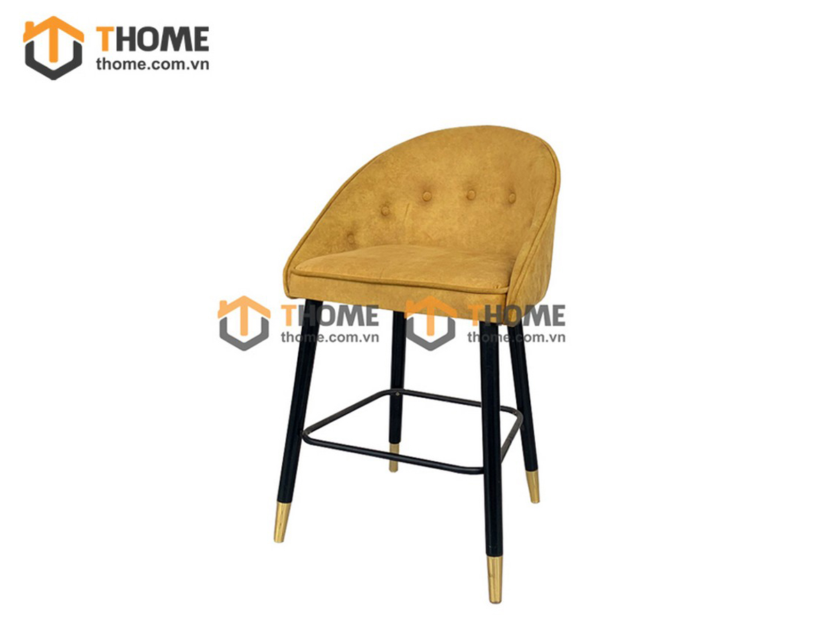 Ghế bar gỗ sồi tự nhiên mặt nệm chân tiện có vòng sắt GHEBARMN-07SN