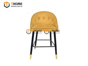 Ghế bar gỗ sồi tự nhiên mặt nệm chân tiện có vòng sắt GHEBARMN-07SN