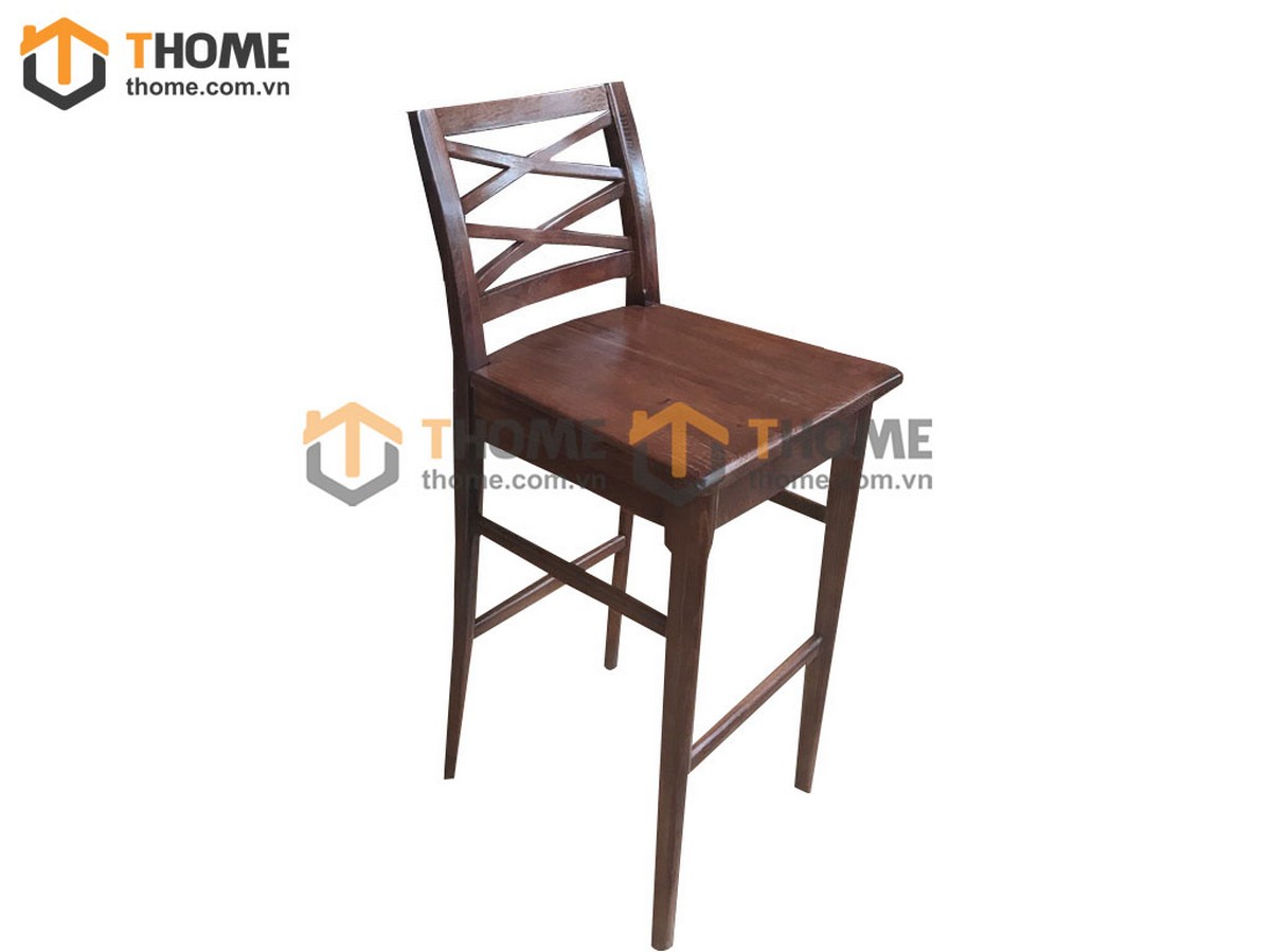 Ghế bar gỗ sồi tự nhiên mặt gỗ 2X màu óc chó GHEBARMG-10SM