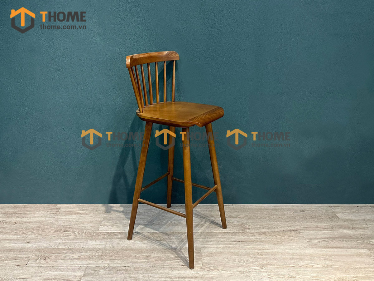 Ghế bar gỗ sồi tự nhiên mặt gỗ 7 nan GHEBARMG-11SN