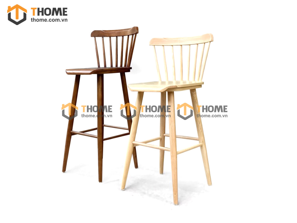 Ghế bar gỗ sồi tự nhiên mặt gỗ 7 nan GHEBARMG-11SN