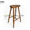 Ghế bar gỗ sồi tự nhiên mặt gỗ bán nguyệt màu óc chó GHEBARMG-02SN