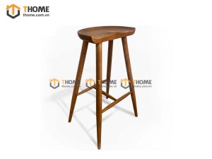 Ghế bar gỗ sồi tự nhiên mặt gỗ bán nguyệt màu óc chó GHEBARMG-02SN