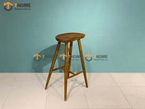Ghế bar gỗ sồi tự nhiên mặt gỗ bán nguyệt màu óc chó GHEBARMG-02SN