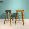 Ghế bar gỗ sồi tự nhiên mặt gỗ bán nguyệt màu óc chó GHEBARMG-02SN
