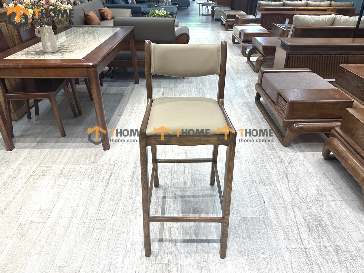 Ghế bar gỗ sồi tự nhiên mặt nệm Bella GHEBARMN-03SN