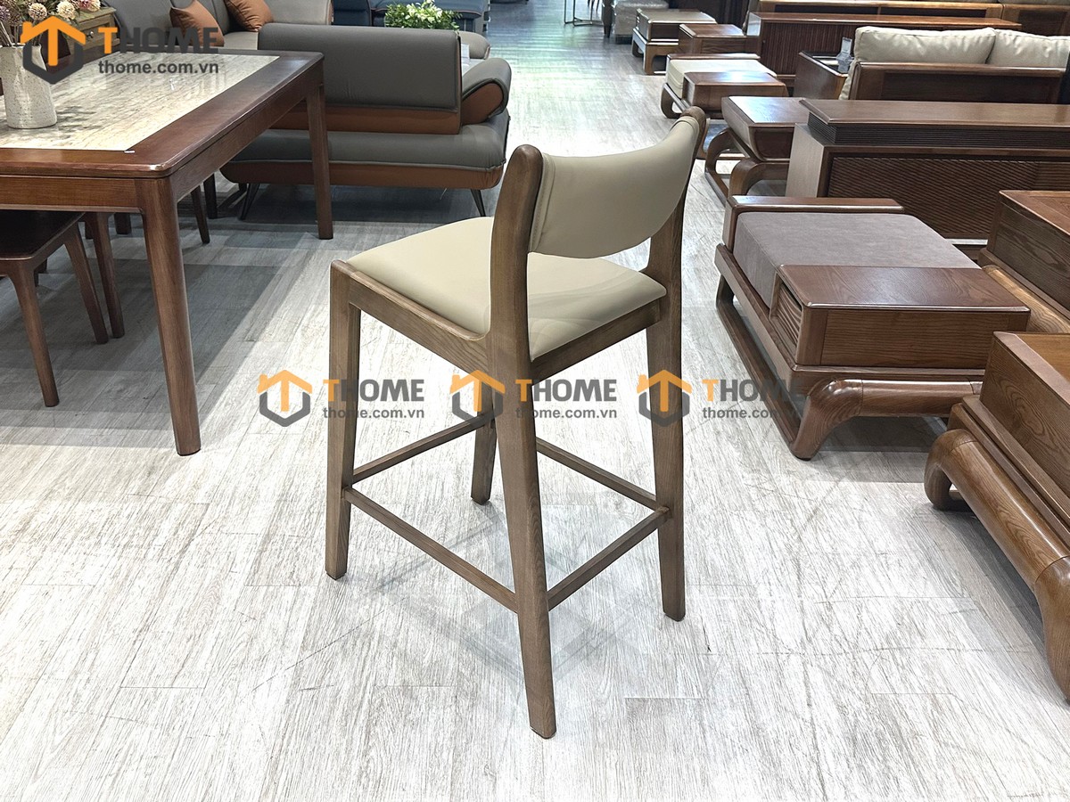 Ghế bar gỗ sồi tự nhiên mặt nệm Bella GHEBARMN-03SN