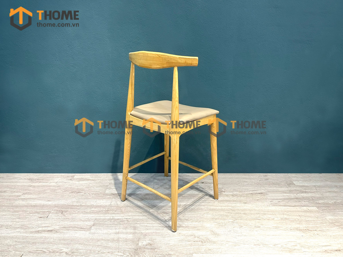 Ghế bar gỗ sồi tự nhiên mặt nệm đầu bò Bull GHEBARMN-04SN