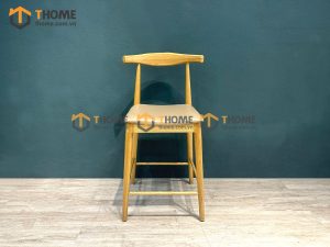 Ghế bar gỗ sồi tự nhiên mặt nệm đầu bò Bull GHEBARMN-04SN