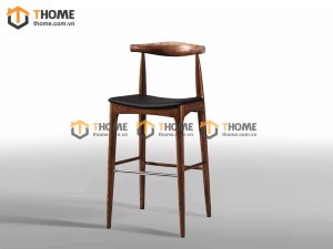 Ghế bar gỗ sồi tự nhiên mặt nệm đầu bò Bull GHEBARMN-05SN