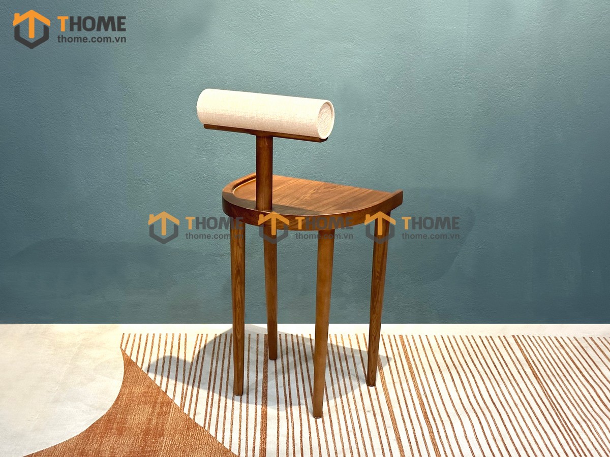 Ghế bar gỗ sồi tự nhiên mặt gỗ lưng nệm hình trụ GHEBARMG-06SN