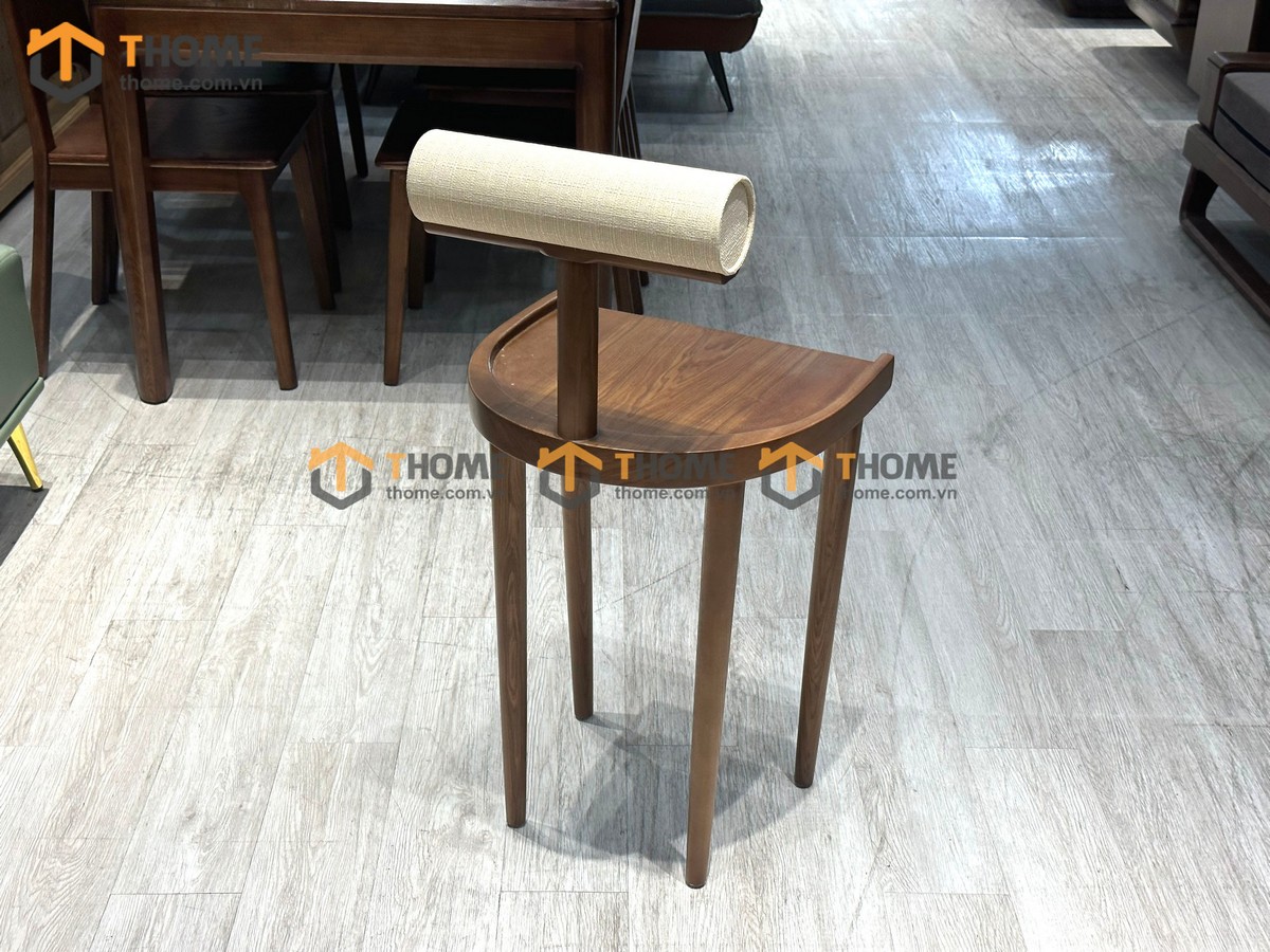 Ghế bar gỗ sồi tự nhiên mặt gỗ lưng nệm hình trụ GHEBARMG-06SN