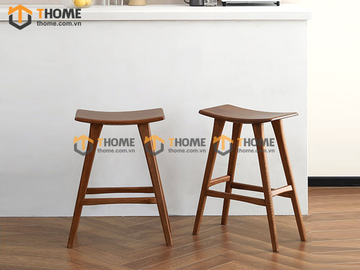 Ghế bar gỗ sồi tự nhiên mặt gỗ cong GHEBARMG-05SN