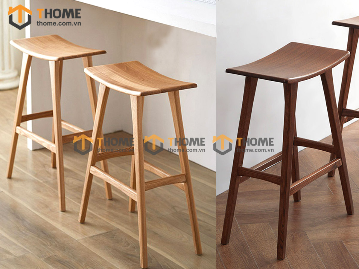 Ghế bar gỗ sồi tự nhiên mặt gỗ cong GHEBARMG-05SN