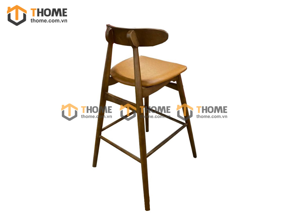 Ghế bar gỗ sồi tự nhiên mặt nệm tựa mặt trăng GHEBARMN-06SN