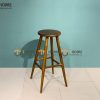 Ghế bar gỗ sồi tự nhiên mặt gỗ mặt tròn GHEBARMG-03SN