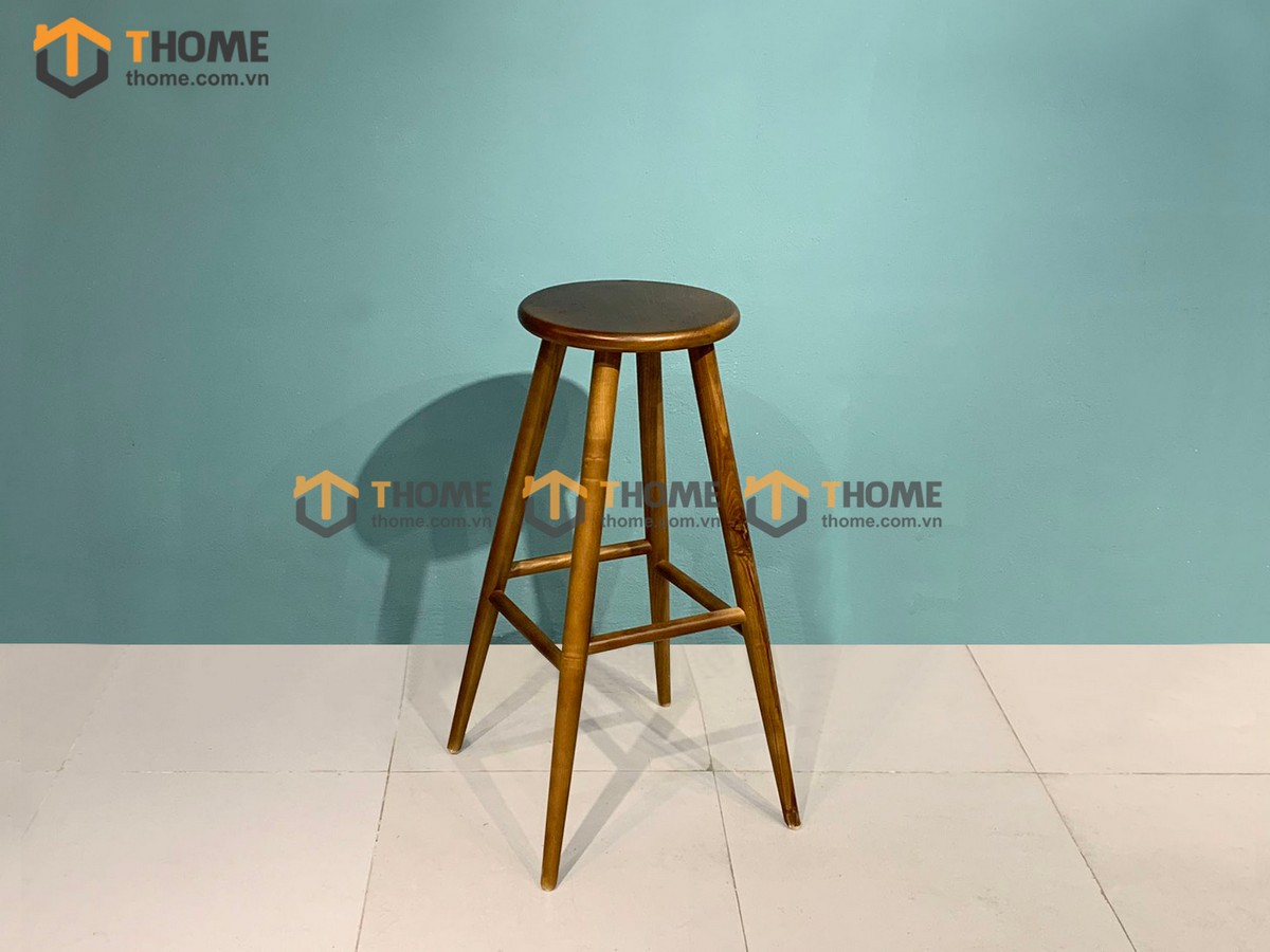 Ghế bar gỗ sồi tự nhiên mặt gỗ mặt tròn GHEBARMG-03SN