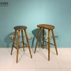 Ghế bar gỗ sồi tự nhiên mặt gỗ mặt tròn GHEBARMG-03SN