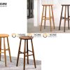 Ghế bar gỗ sồi tự nhiên mặt gỗ mặt tròn GHEBARMG-03SN