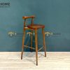 Ghế bar gỗ sồi tự nhiên mặt gỗ tựa tròn yên gỗ GHEBARMG-04SN