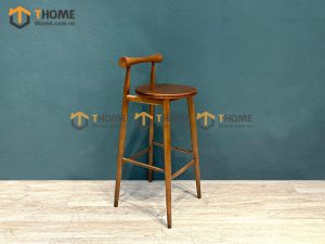 Ghế bar gỗ sồi tự nhiên mặt gỗ tựa tròn yên gỗ GHEBARMG-04SN