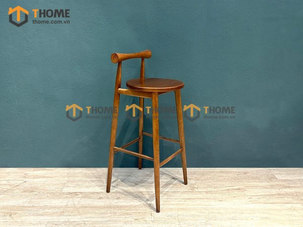 Ghế bar gỗ sồi tự nhiên mặt gỗ tựa tròn yên gỗ GHEBARMG-04SN