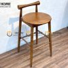 Ghế bar gỗ sồi tự nhiên mặt gỗ tựa tròn yên gỗ GHEBARMG-04SN
