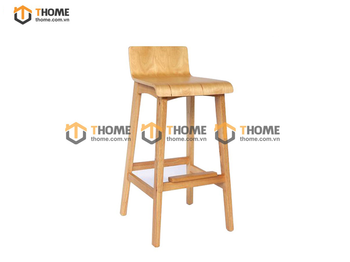 Ghế bar gỗ sồi tự nhiên mặt gỗ tựa vuông GHEBARMG-07SN