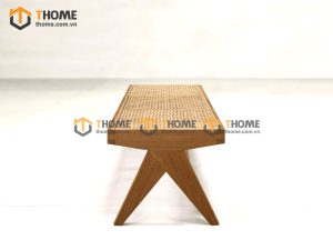 Ghế bench gỗ sồi tự nhiên mặt mây Jeanneret GHEBENCHMN-04SN