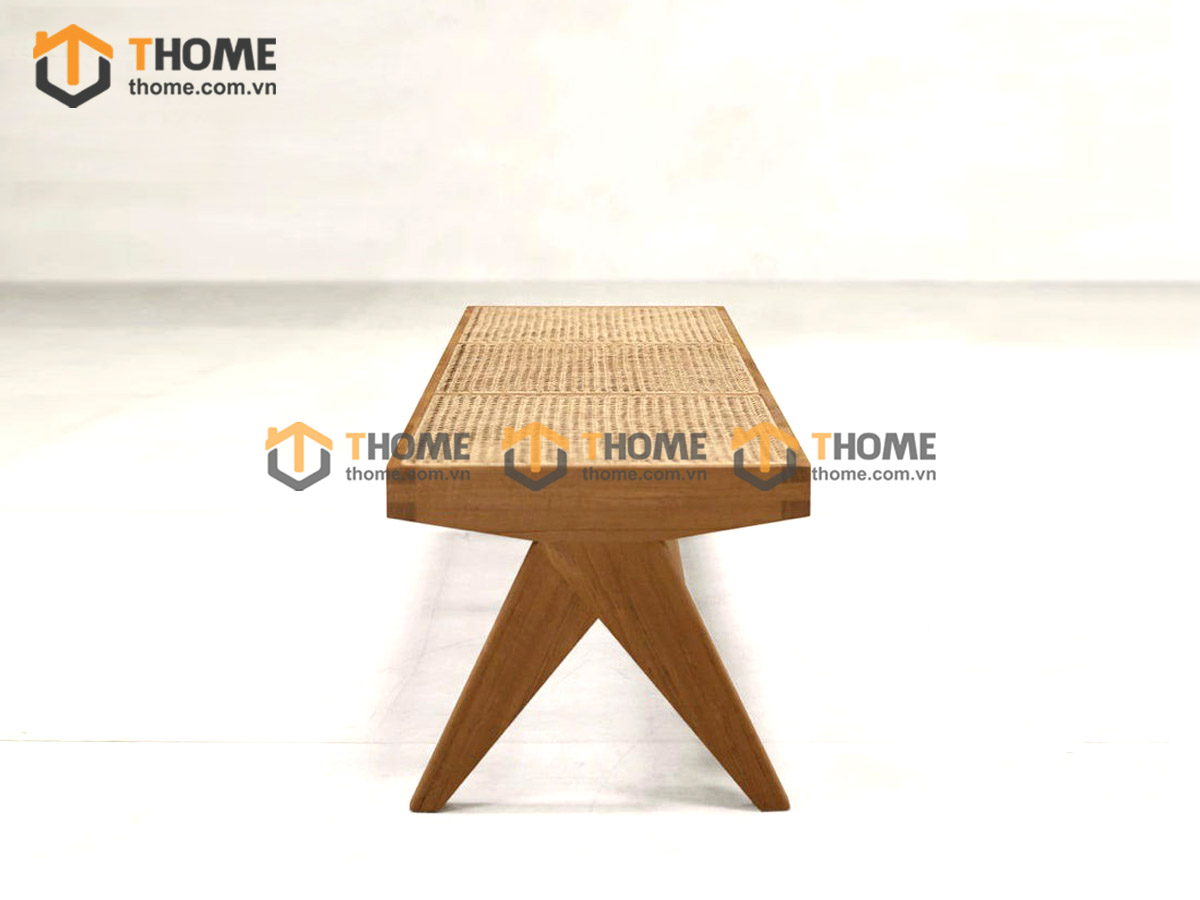 Ghế bench gỗ sồi tự nhiên mặt mây Jeanneret GHEBENCHMN-04SN