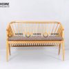 Ghế bench gỗ sồi tự nhiên mặt nệm 12 nan Genny GHEBENCHMN-03SN