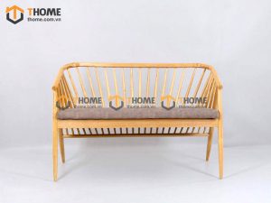 Ghế bench gỗ sồi tự nhiên mặt nệm 12 nan Genny GHEBENCHMN-03SN