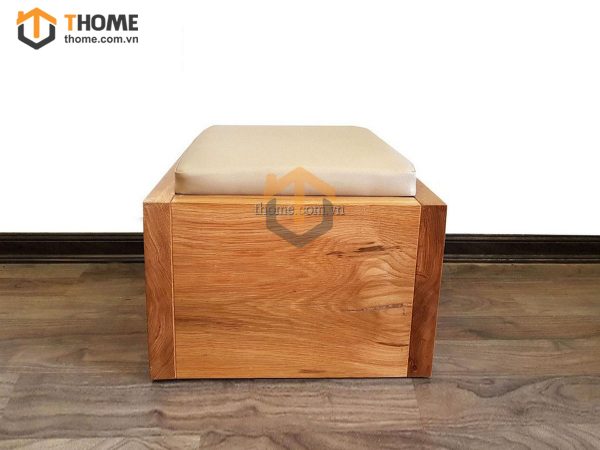 Ghế đôn gỗ sồi tự nhiên mặt nệm hình vuông GHEDONMN-01SM