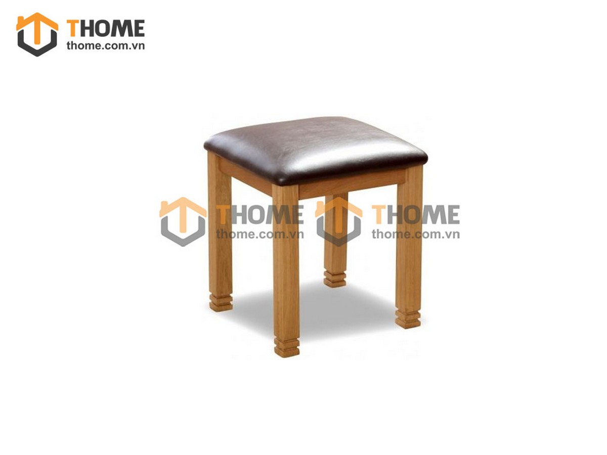 Ghế đôn gỗ sồi tự nhiên mặt nệm hình vuông Woodstock GHEDONMN-04SM