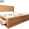 Giường ngủ gỗ sồi tự nhiên đầu thẳng 2 hộc kéo GN-04SM