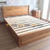 Giường ngủ gỗ sồi tự nhiên đầu thẳng 2 hộc kéo GN-04SM