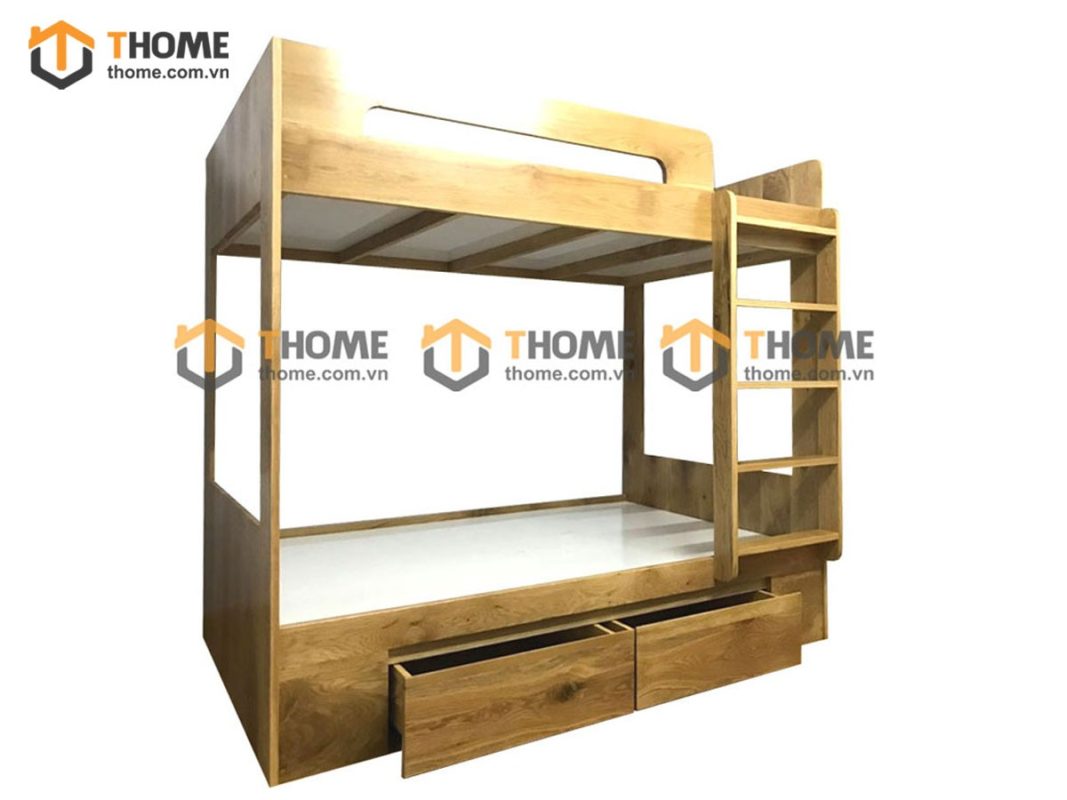 Giường ngủ gỗ sồi tự nhiên 2 tầng GN-13SM