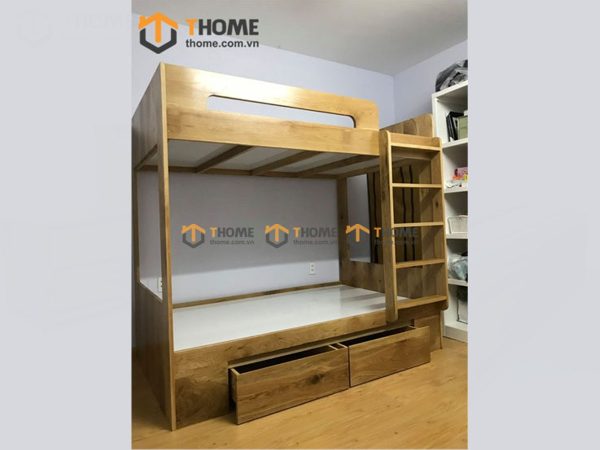 Giường ngủ gỗ sồi tự nhiên 2 tầng GN-13SM