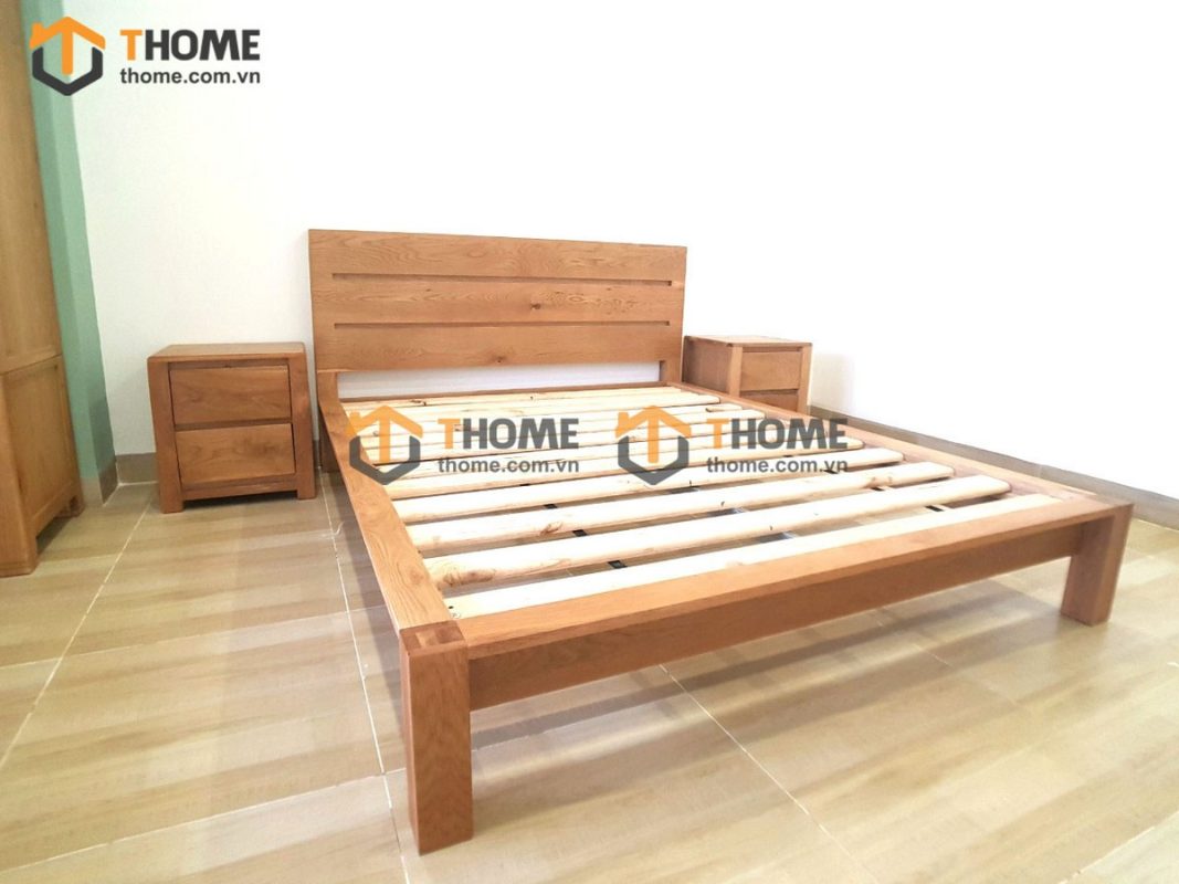 Giường ngủ gỗ sồi tự nhiên 3 nan GN-17SM