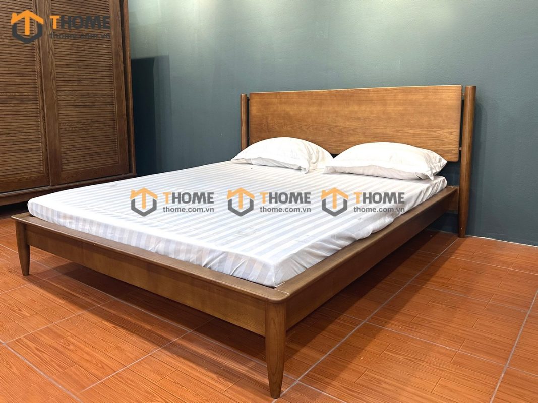 Giường ngủ gỗ sồi tự nhiên Capri màu óc chó GN-10SN