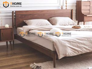 Giường ngủ gỗ sồi tự nhiên Capri màu óc chó GN-10SN