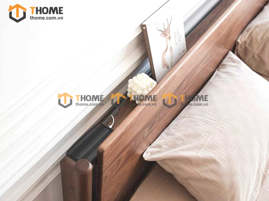 Giường ngủ gỗ sồi tự nhiên Capri màu óc chó GN-10SN