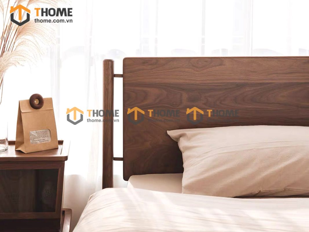 Giường ngủ gỗ sồi tự nhiên Capri màu óc chó GN-10SN