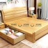 Giường ngủ gỗ sồi tự nhiên 1 hộc kéo lớn GN-04SN
