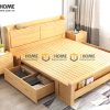 Giường ngủ gỗ sồi tự nhiên 2 hộc kéo 2 bên GN-03SN