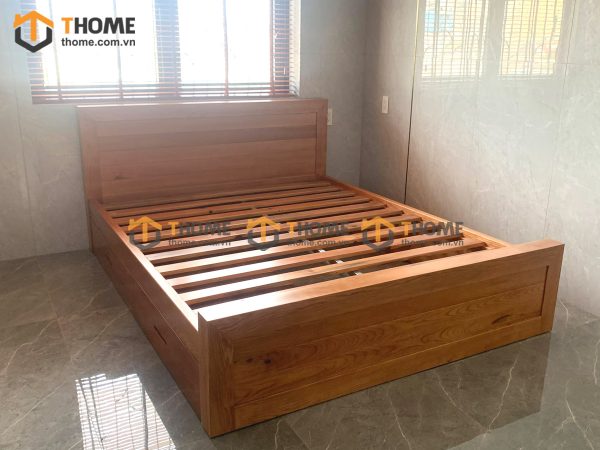 Giường ngủ gỗ sồi tự nhiên 2 hộc kéo Cuba GN-02SN