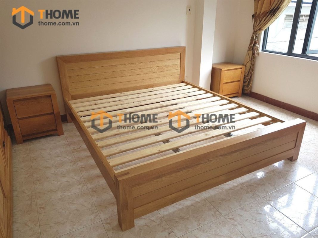 Giường ngủ gỗ sồi tự nhiên Cuba GN-26SM